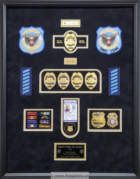 


police shadow box ideas



The Gallery at Brookwood
www.thegallery.us
770-941-3394
Your Custom Framing Expert
Picture Framing Examples
Custom Framing Examples
Shadowbox Examples
20211223_090545