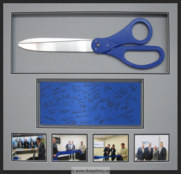 Shadowbox of the ceremonial ribbon cutting scissors and photos from business opening in Texas
30" Scissors 


This shadowbox was done for MimeCast in Texas, the scissors were 30" long with a frame size of 31x36 and cost $436 including shipping. The top mat was grey linen fabric with black inner mat and black frame.

MimeCast Feedback:
We had a office opening and wanted to display the ceremony scissors, ribbon, and a few photos so I reached out to The Gallery at Brookwood solely based off of review online. I received the final product today and I was truly impressed and a little speechless. The display box looks very professional, clean, strong, and well put together. Thank you so much for your time and dedication!

MimeCast
Texas



The Gallery at Brookwood
www.thegallery.us
770-941-3394
Your Custom Framing Expert
Picture Framing Examples
Custom Framing Examples
Shadowbox Examples
Shadowbox-Ceremonial-Scissors-with-Ribbon
