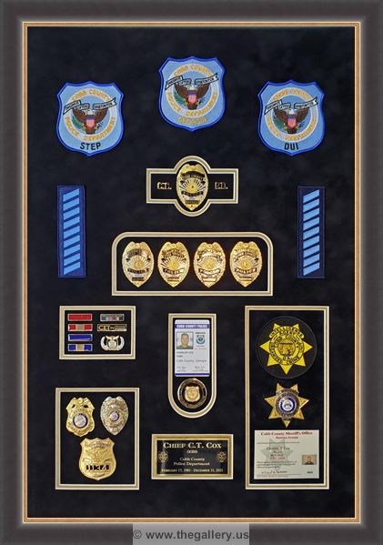 Police Department retirement shadow box examples


Police Department retirement shadow box examples



The Gallery at Brookwood
www.thegallery.us
770-941-3394
Your Custom Framing Expert
Picture Framing Examples
Custom Framing Examples
Shadowbox Examples
ccpd