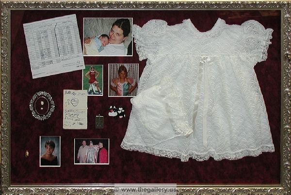 Christening gown shadow box






The Gallery at Brookwood
www.thegallery.us
770-941-3394
Your Custom Framing Expert
Picture Framing Examples
Custom Framing Examples
Shadowbox Examples
christening_gown_shadow_box