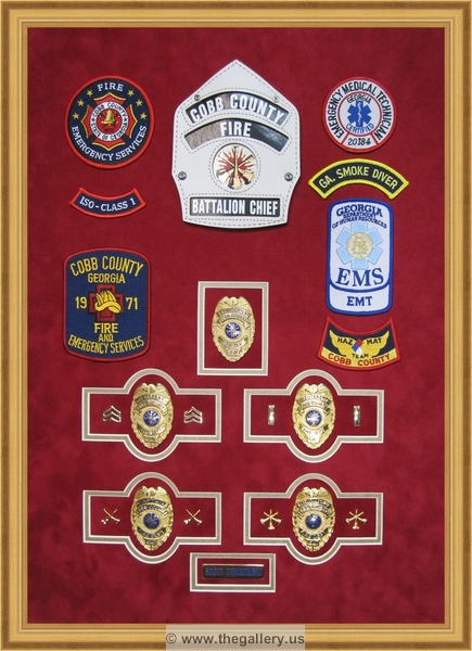 Cobb County Fire Department retirement shadow box with badges, patches and lapel pins.


military shadow box layouts, military shadow box plans, how to build a military shadow box display case, military shadow box near me, military shadow box ideas, military shadow box display case, military shadow box with uniform, military shadow box with flag, 



The Gallery at Brookwood
www.thegallery.us
770-941-3394
Your Custom Framing Expert
Picture Framing Examples
Custom Framing Examples
Shadowbox Examples
cobb-county-fire-department