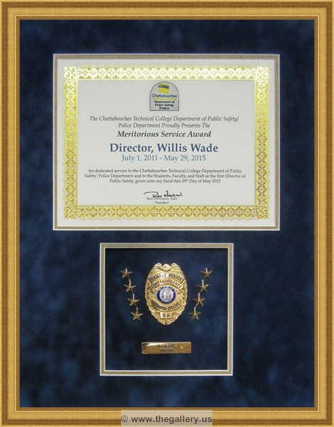 Police Department retirement shadow box






The Gallery at Brookwood
www.thegallery.us
770-941-3394
Your Custom Framing Expert
Picture Framing Examples
Custom Framing Examples
Shadowbox Examples
texture35_66695857_45