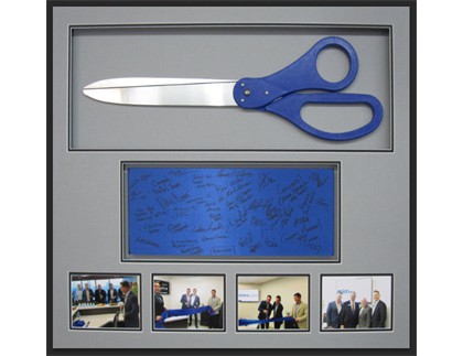 Shadowbox Ceremonial Scissors with Ribbon and photos